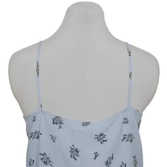 NWT MANGO Light Blue Floral Ruched Spaghetti Strap Camisole - Picture 4 of 10